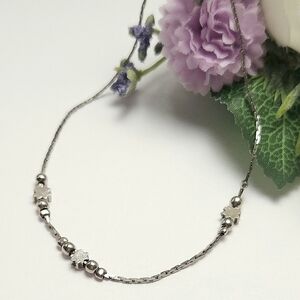 Vintage Silver Plate Floral Chain Charm Bracelet or Anklet Bracelet